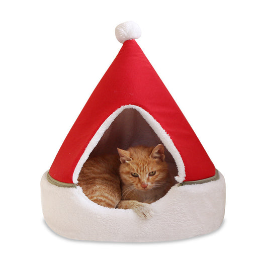 Fiery Comfort Christmas Tree Pet Bed – Festive Holiday Hideaway