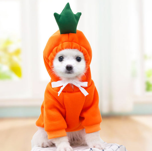 Cute Fruit Dog Clothes for Small Dogs – Winter Warm Fleece Hoodie