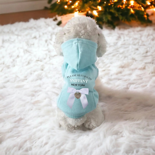 Sniffany Pocket Dog Hoodie – Cozy Designer Dog Hoodie with Bow Charm Bark Fifth Avenue