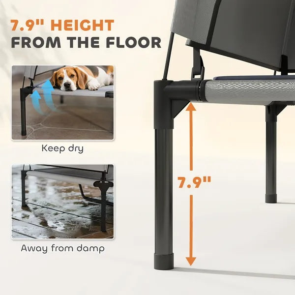 Fiery Outdoors Elevated Dog Bed with Removable Canopy & Cooling Pad