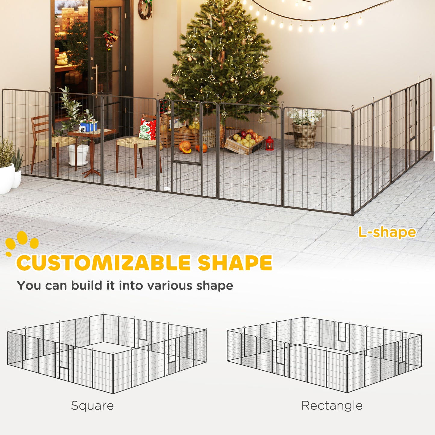 Dog Playpen for Indoor & Outdoor – 24 Panels, 44.5" Height with Lockable Doors