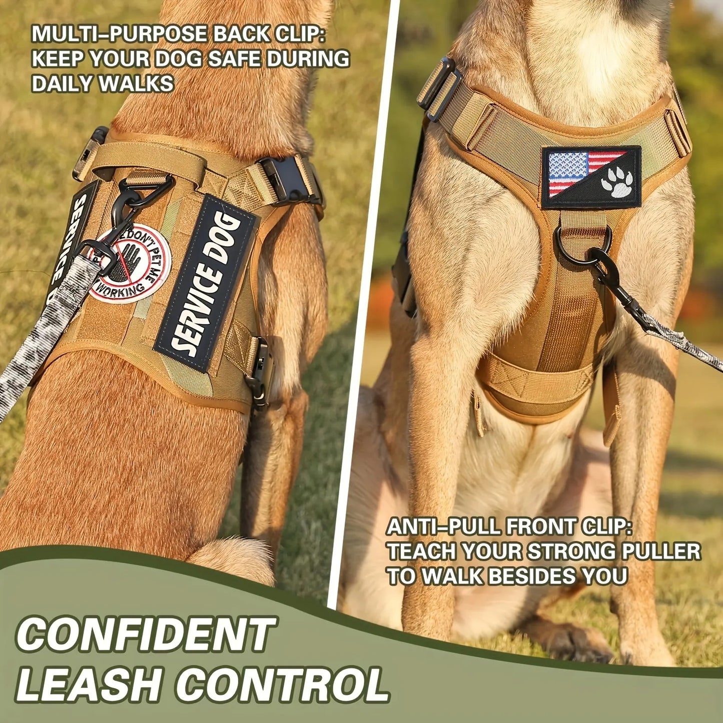 FieryFur Tactical Dog Harness Vest – Adjustable, Reflective, and Durable Service Dog Training Harness