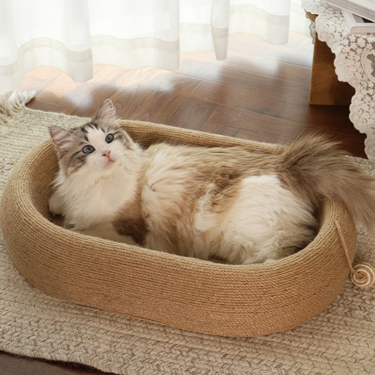 Fieryfur Sisal Cat Scratching Bed with Toy Ball