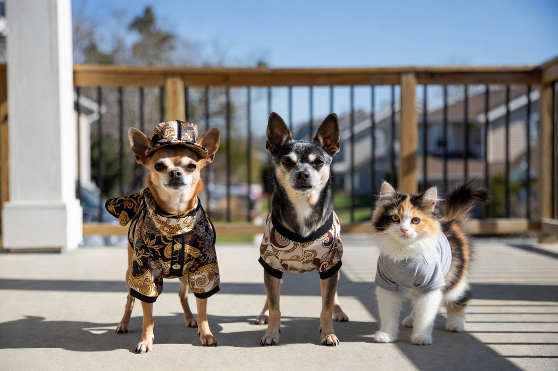 Designer dog clothes vs everyday apparel comparison 2026 – luxury vs basic outfits for small dogs and cats by FieryFur USA