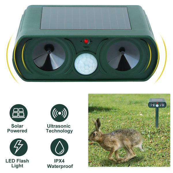 Ultrasonic Solar Animal Repellent – Motion Sensor Pest Deterrent
