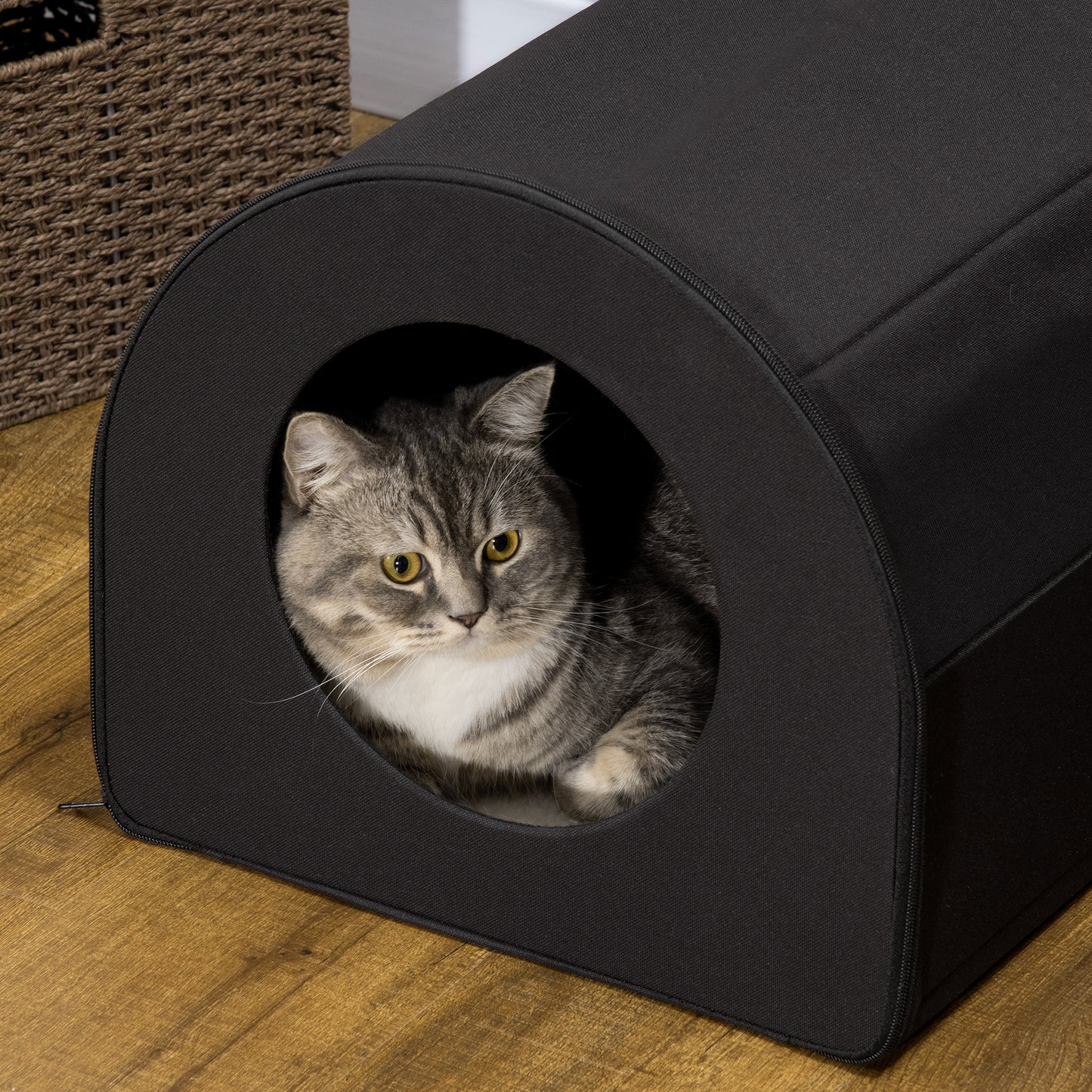 Fiery Haven Winter Heated Double Cat House – Black