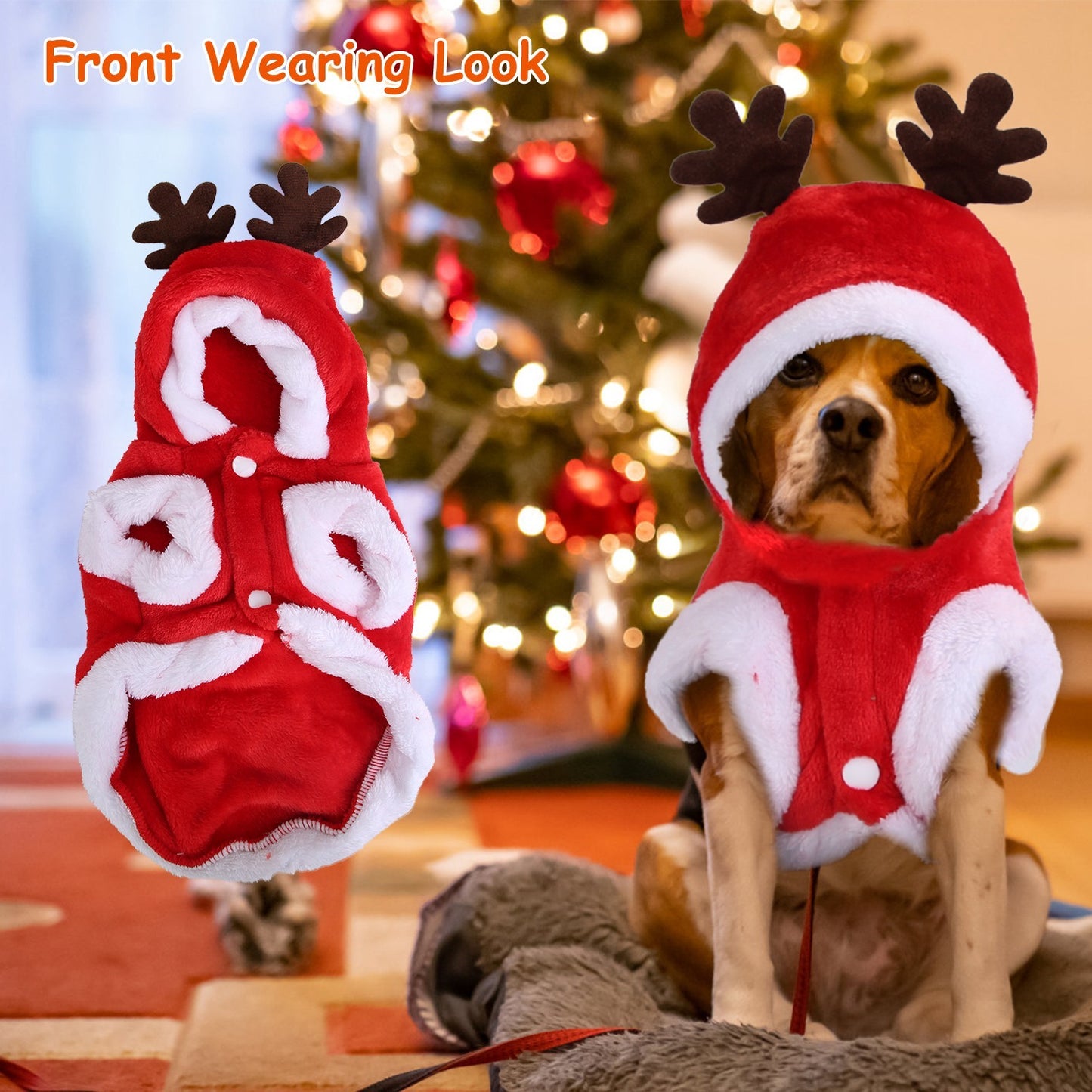 Pet Christmas Clothes – Santa Claus & Reindeer Antlers Costume for Cats and Small Dogs