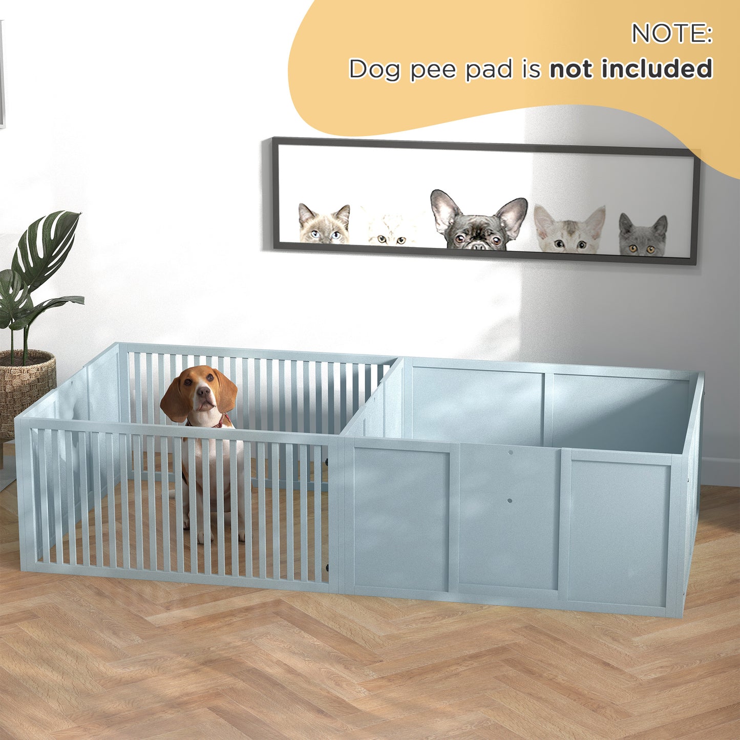 PawHut Dog Egg Crate for Mothers & Newborn Puppies – Indoor Puppy Playpen with Removable Doors, Grey