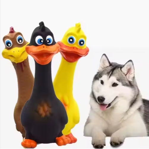 US LOCAL STOCK Hiphoppet New Latex Interactive Dog Chew Toys Cute Duck Shape Squeaky Pet Dog Interactive Boredom Buster Toys