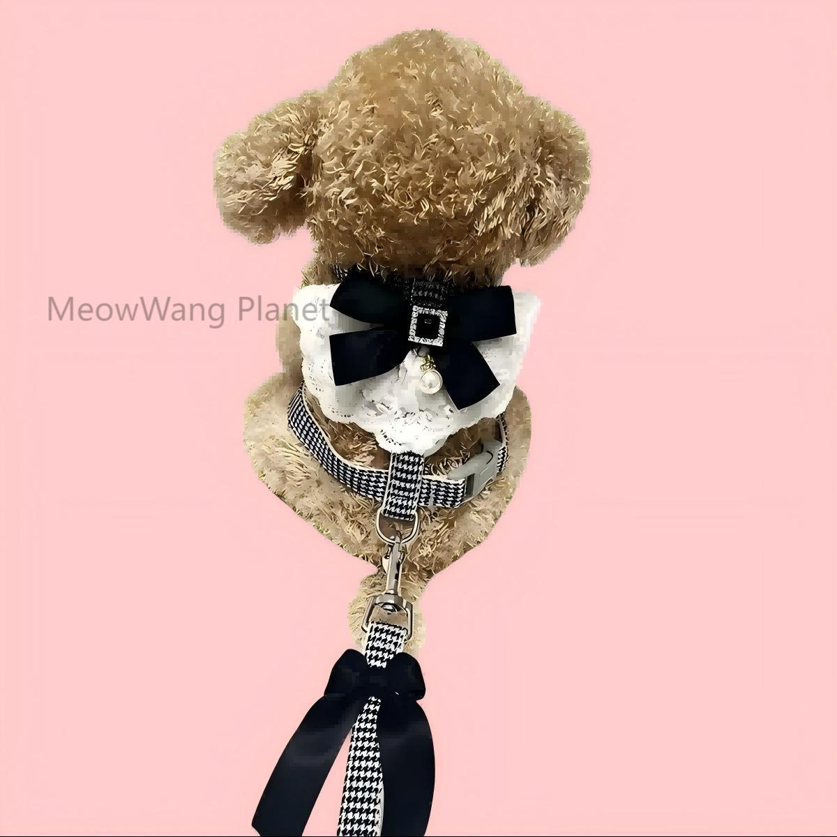 FieryFur Luxury Lace Pet Harness & Leash Set – Elegant Adjustable Escape-Proof Vest for Cats & Small Dogs