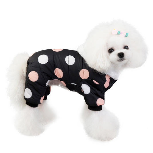 Warm Big Polka Dot Four-Leg Cotton Coat