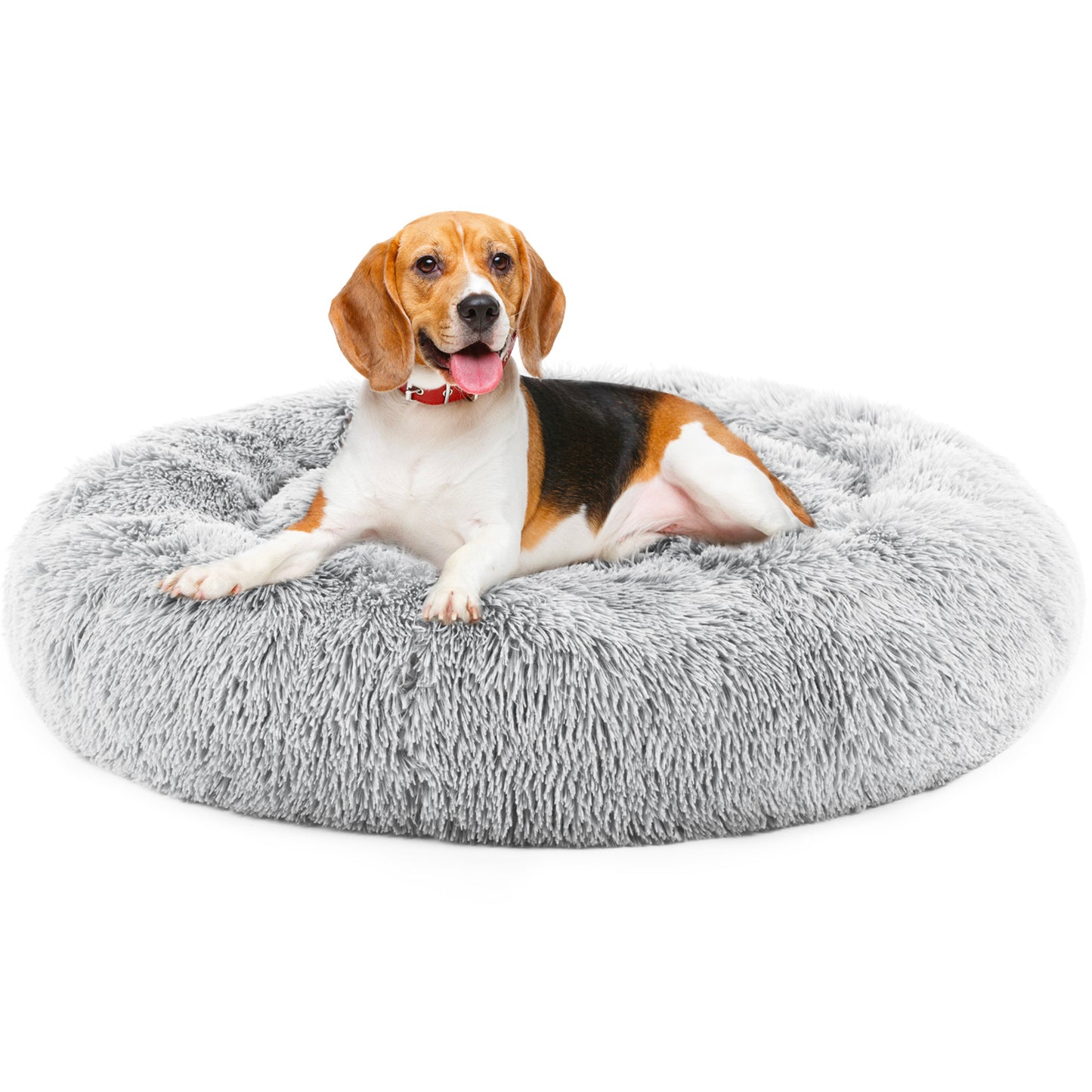 24-Inch Anti-Slip Round Fluffy Plush Faux Fur Cat Bed – Fits Pets Up to 25 lbs