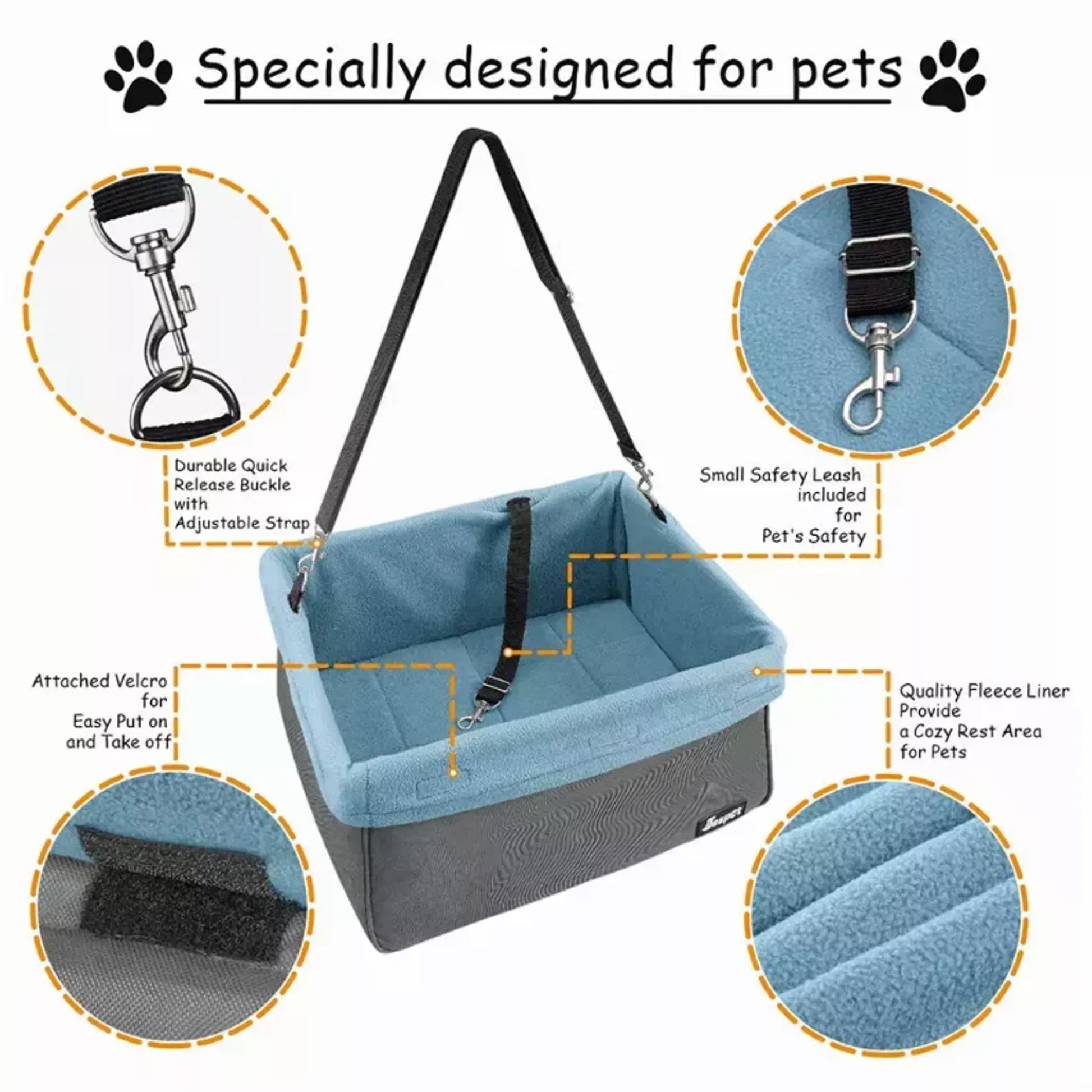 Soft padded interior of portable dog booster car seat – comfortable cushioning for small breed dogs