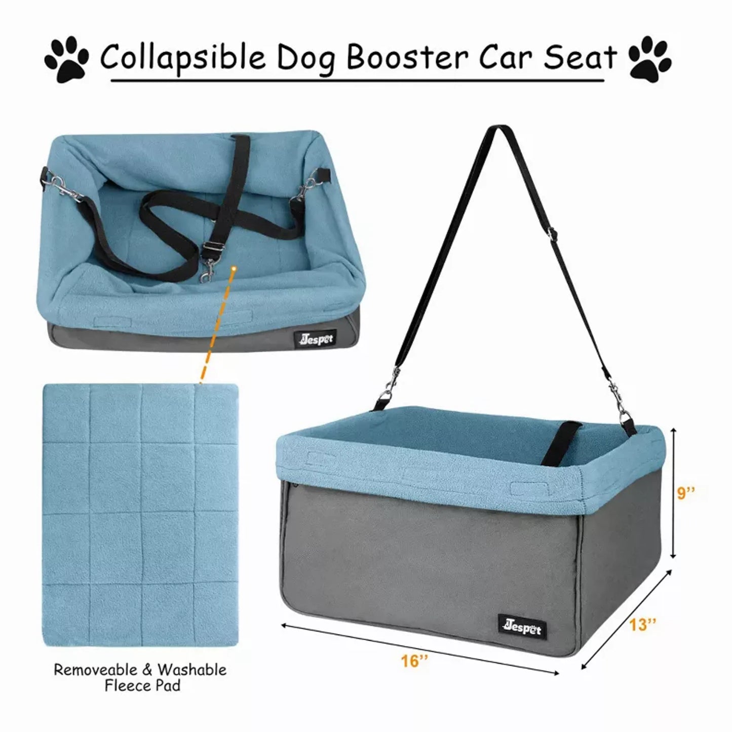 Foldable portable dog booster car seat for easy storage – convenient car travel solution for small dogs USA