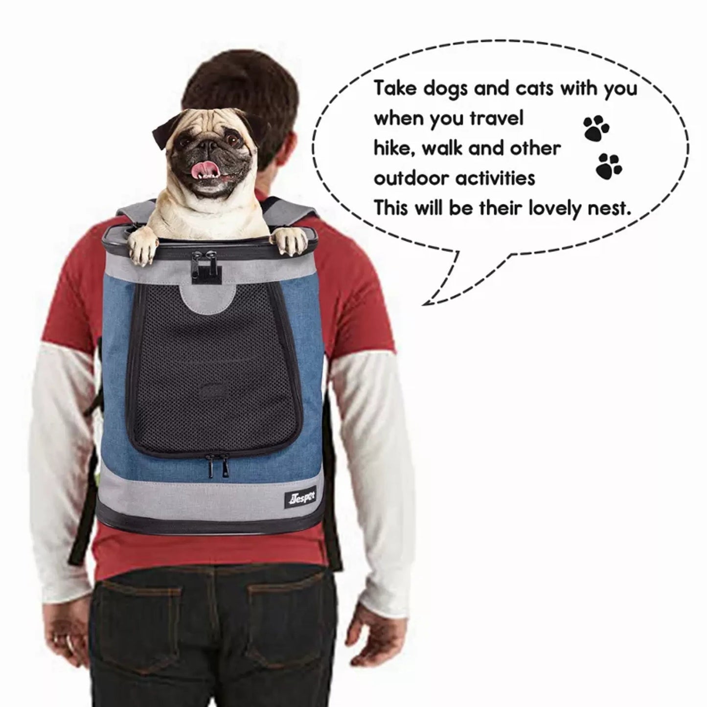 JESPET Pet Backpack Carrier for Small Dog, Puppy, Soft Carrier Backpack Ideal for Traveling, Hiking, Walking and Outdoor Activities with Family JESPET