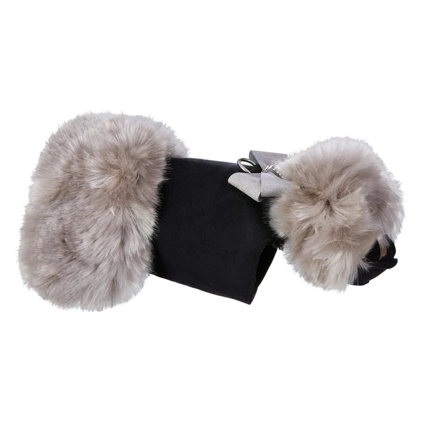 Susan Lanci Designs Platinum Glitzerati Nouveau Bow Dog Coat – Silver Fox Faux Fur Luxury Coat Susan Lanci Designs