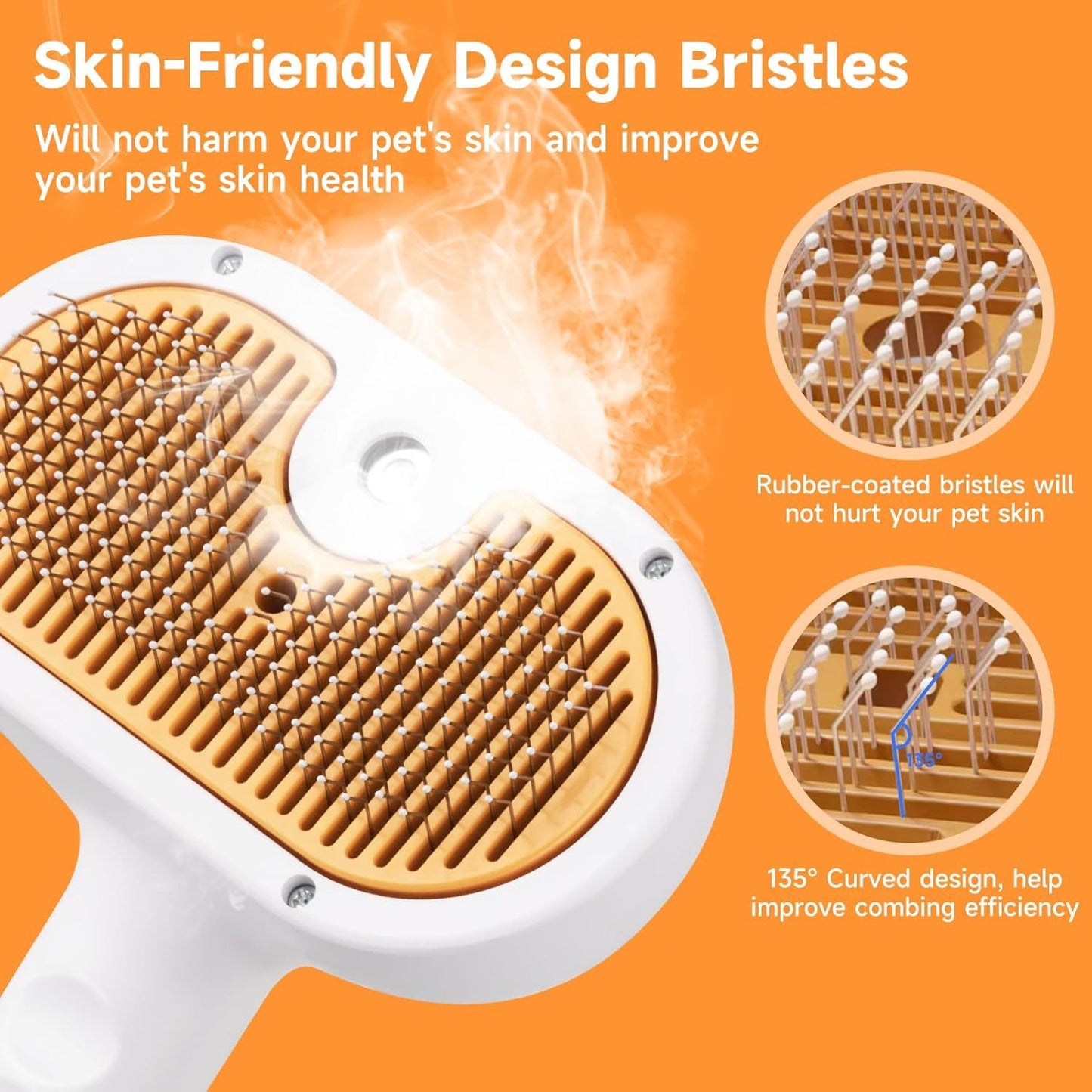 3-in-1 Steam Pet Brush – Spray, Comb & Clean for Cats and Dogs (with Waterless Shampoo & Ear Towels)