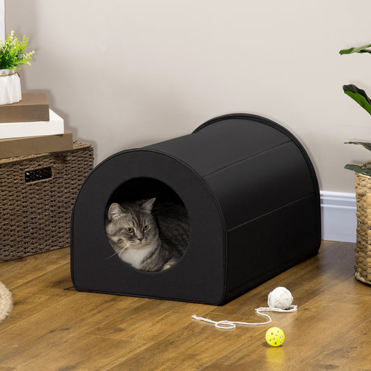 Fiery Haven Winter Heated Double Cat House – Black