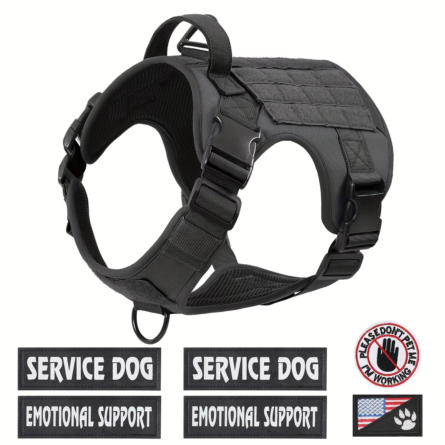 FieryFur Tactical Dog Harness Vest – Adjustable, Reflective, and Durable Service Dog Training Harness