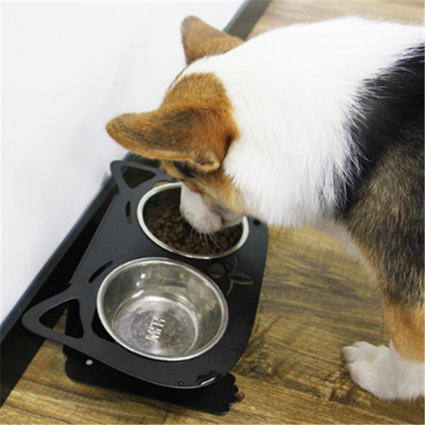 Anti-Falling Cat and Dog Feeding Water Bowl – Tilted Stainless Steel Pet Feeder