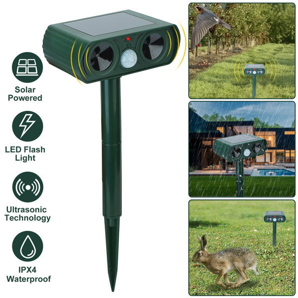 Ultrasonic Solar Animal Repellent – Motion Sensor Pest Deterrent