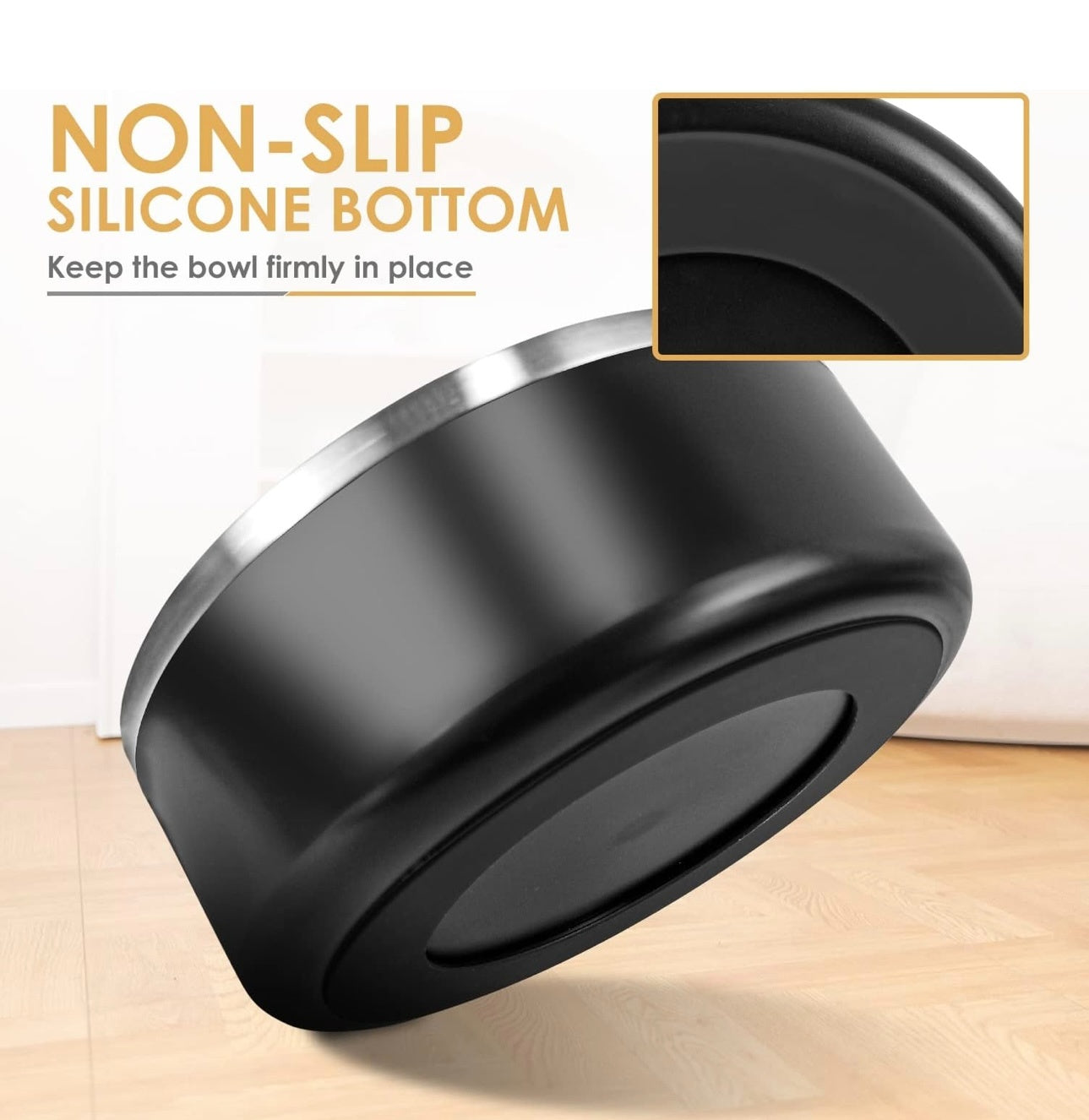 Stainless Steel Dog Bowl – 42oz Food & Water Bowl with Non-Slip Quiet Base, Dishwasher Safe