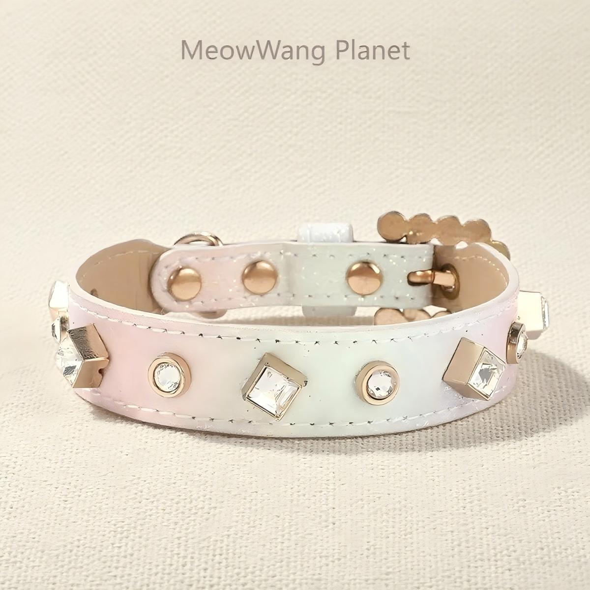 FieryFur Luxury Gemstone Pet Collar & Leash Set – Handcrafted Jewel-Accented Adjustable Necklace Style for Cats & Small to Medium Dogs