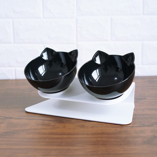 Cat Double Bowl – Ergonomic Elevated Cat Food Bowl for Healthy Eating