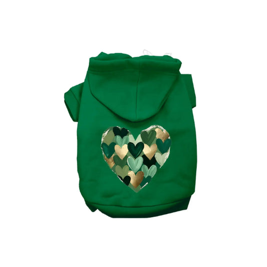 Emerald Mosaic Heart Dog Hoodie – Luxury Green Fleece Dog Hoodie Bark Fifth Avenue