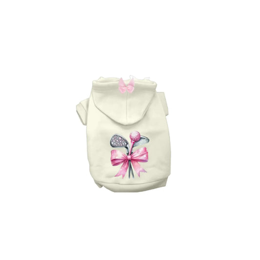 Tee Time Dog Hoodie – Pink Golf Club Bow Dog Hoodie Bark Fifth Avenue