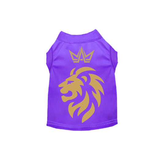 Regal Lion Crest Dog Tee – Luxury Purple Shirt for Stylish Dogs Bark Fifth Avenue