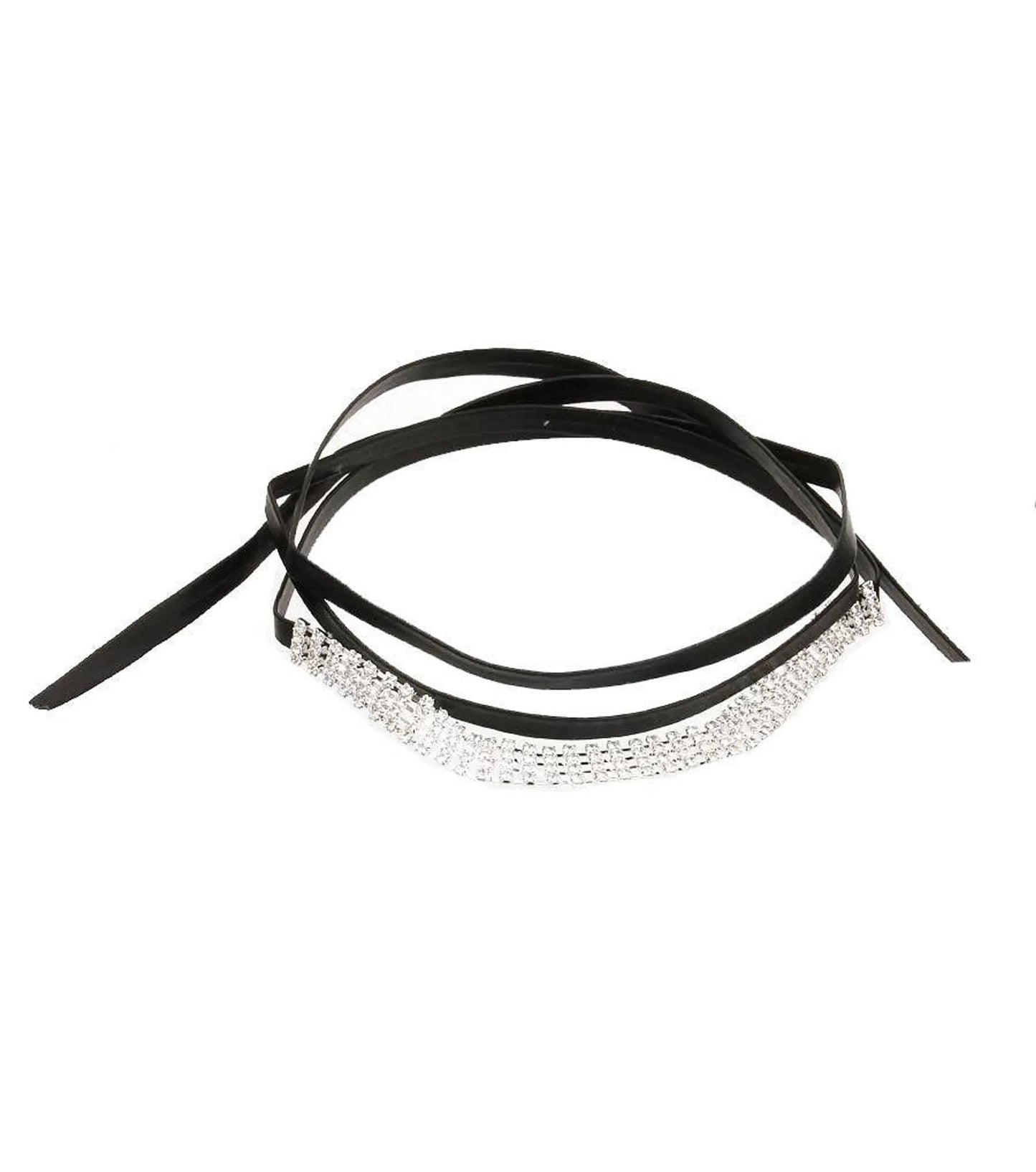 Rhinestone Ribbon Leatherette Pet Necklace Bark Fifth Avenue