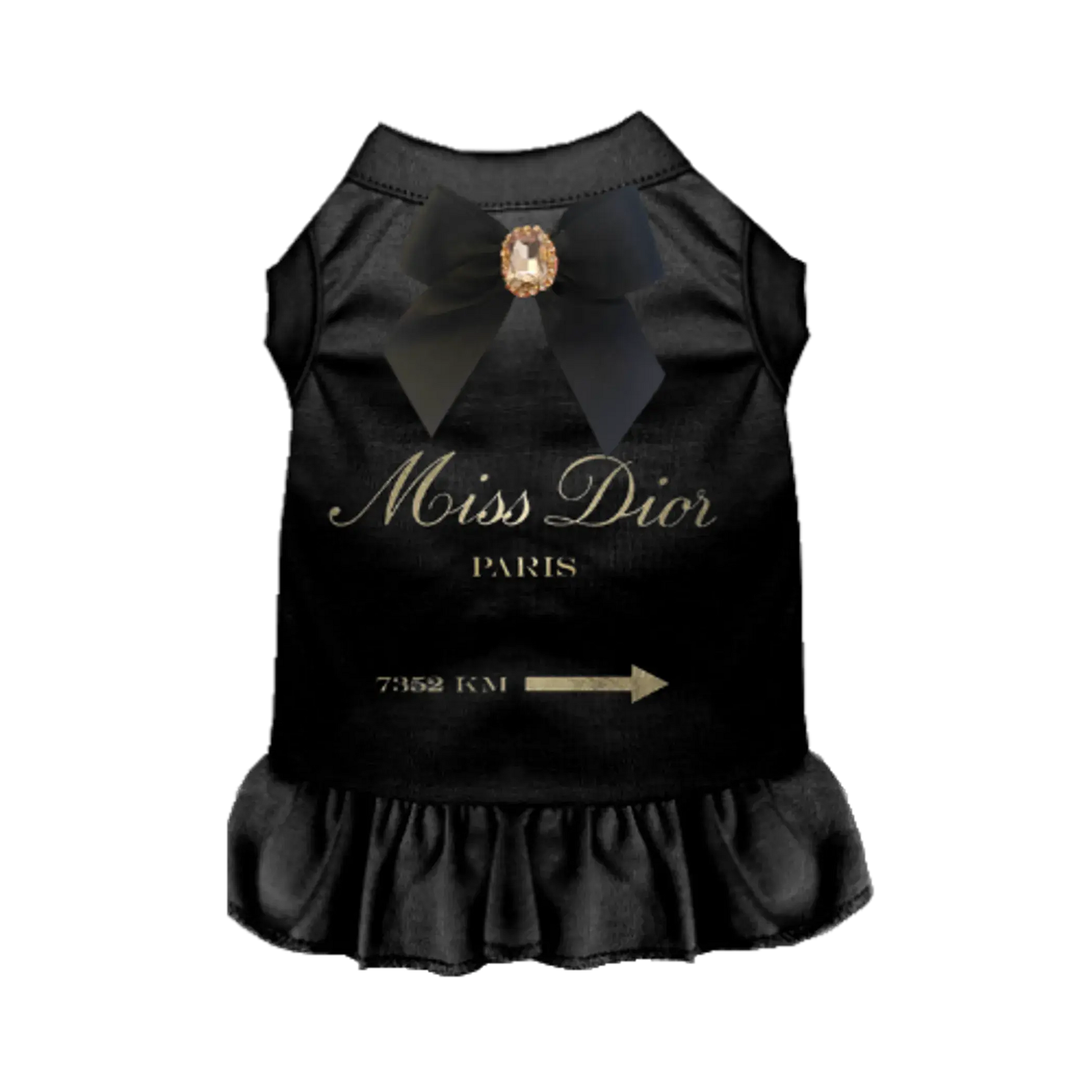Miss Dior Bow Dog Dress – Elegant Silk Bow Rhinestone Pet Dress Bark Fifth Avenue