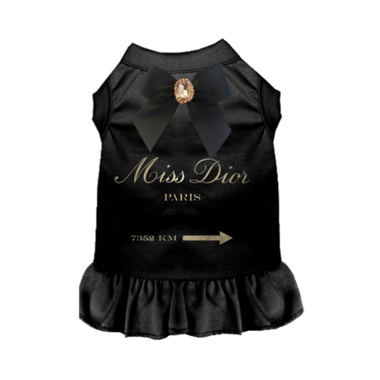 Miss Dior Bow Dog Dress – Elegant Silk Bow Rhinestone Pet Dress Bark Fifth Avenue