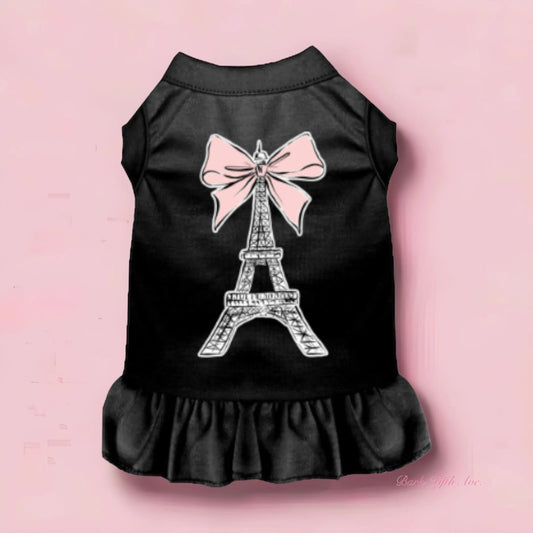 Eiffel Tower Bow Dog Dress – Stylish Ruffle Designer Dog Dress Bark Fifth Avenue
