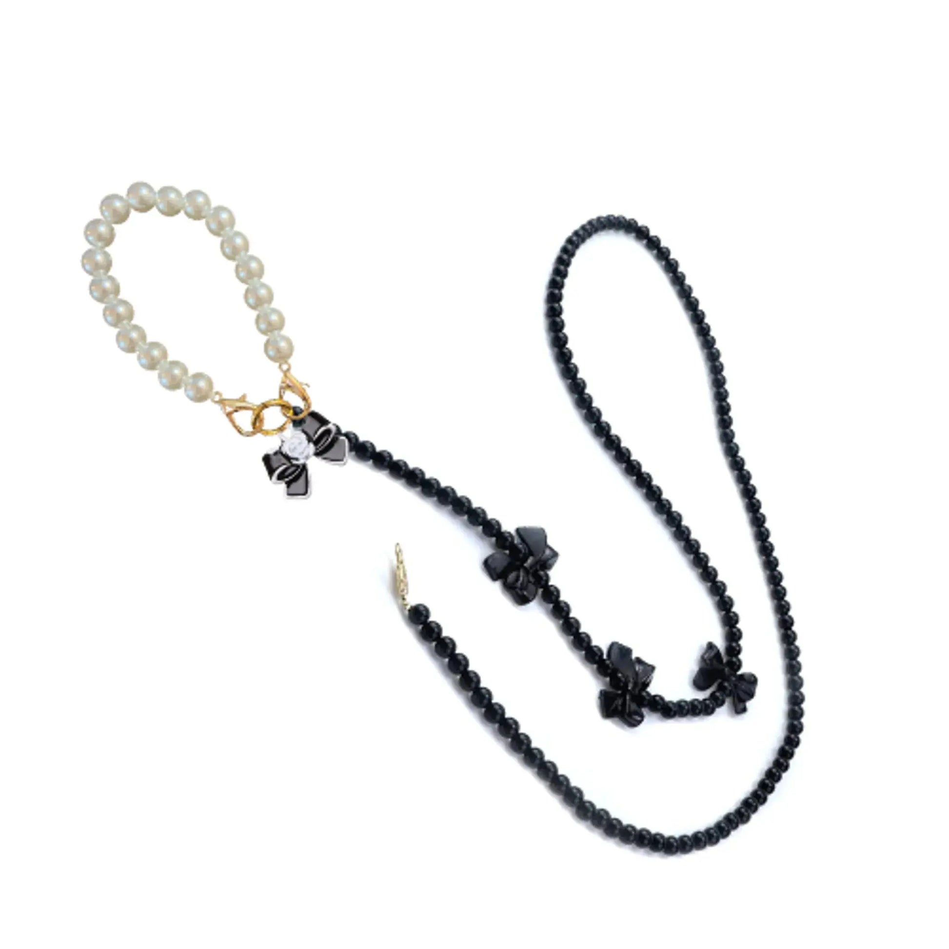 Pearl and Bows Dog Leash – Elegant Pearl Beaded Pet Leash Bark Fifth Avenue