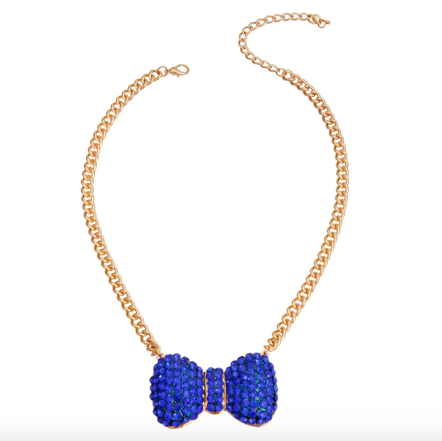 Royal Blue Bow Dog Necklace – Rhinestone Bow Necklace for Large Dogs Bark Fifth Avenue