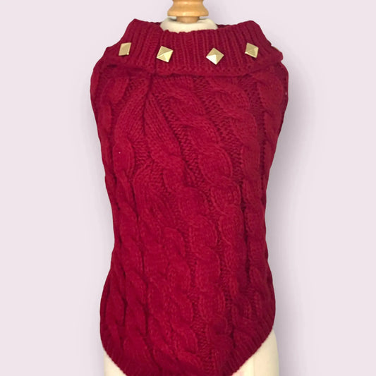 Studded Knit Turtleneck Dog Sweater – Chic Gold Studded Pet Sweater Bark Fifth Avenue