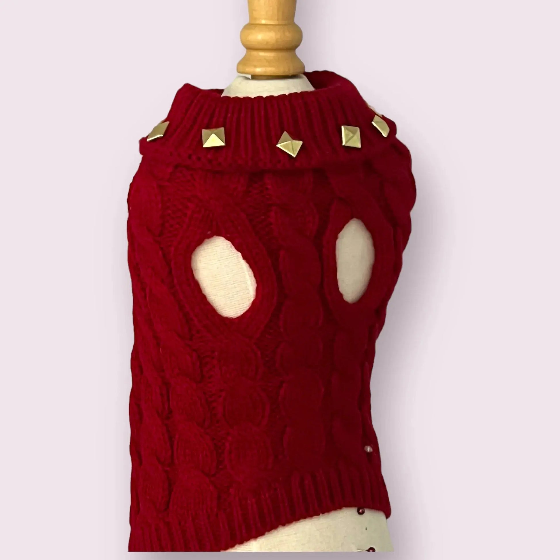 Studded Knit Turtleneck Dog Sweater – Chic Gold Studded Pet Sweater Bark Fifth Avenue
