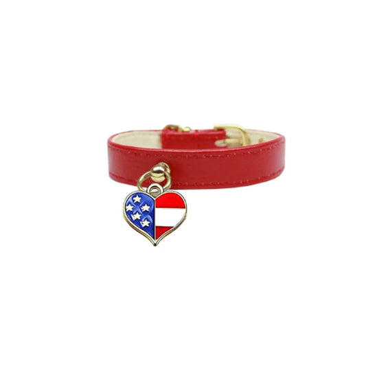 Patriotic Charm Dog Collar – Faux Leather Red White Blue Pet Collar Bark Fifth Avenue