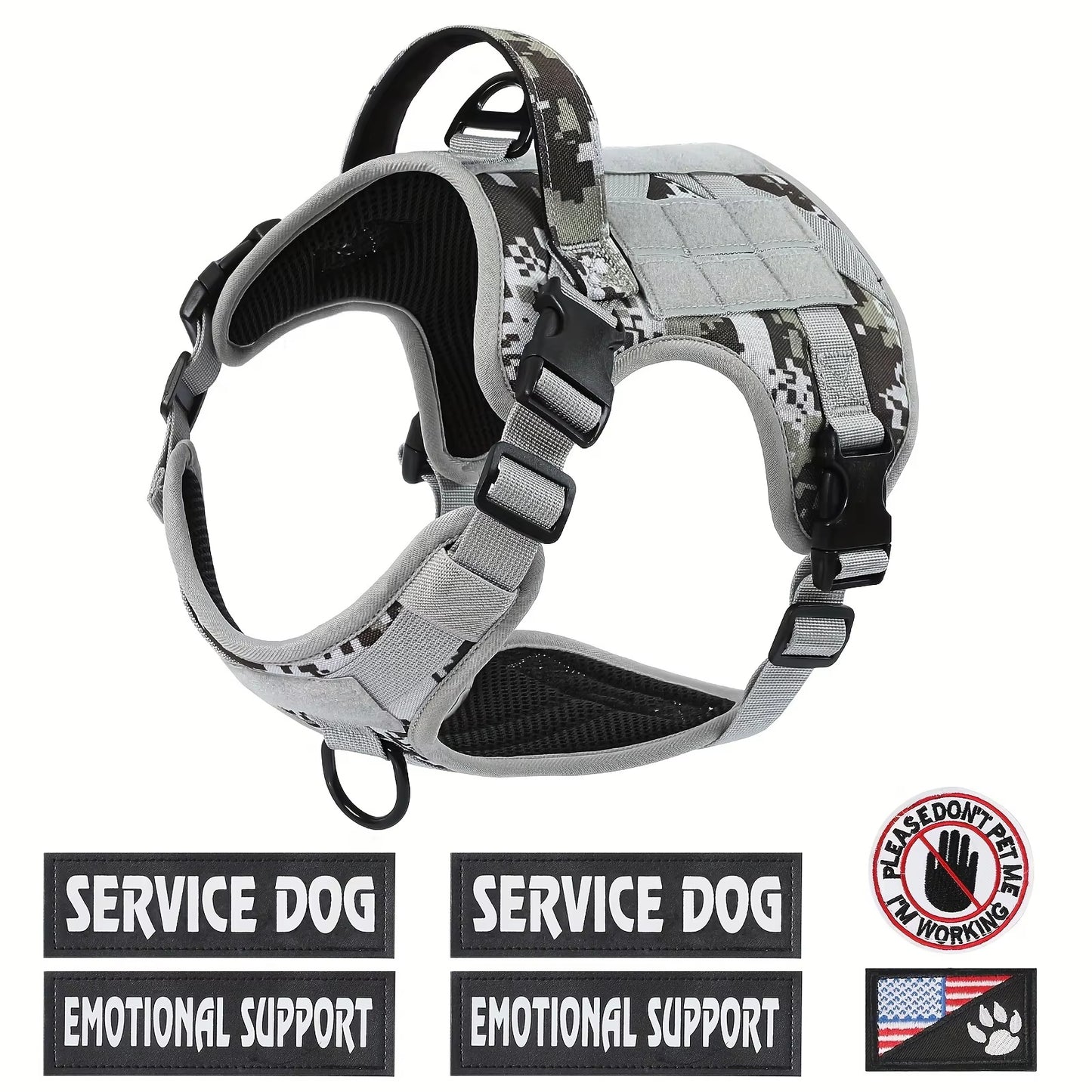 FieryFur Tactical Dog Harness Vest – Adjustable, Reflective, and Durable Service Dog Training Harness