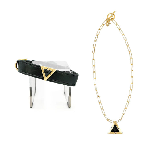 Jet Onyx Match Your Pet Gift Set – Crystal Collar & Necklace Set DIPHDA