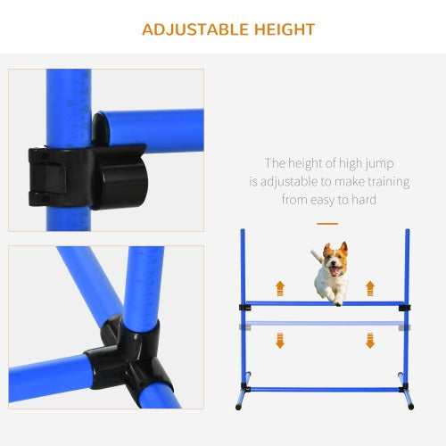 4-Piece Dog Agility Training Equipment Set with Height-Adjustable Jump Bars – Blue