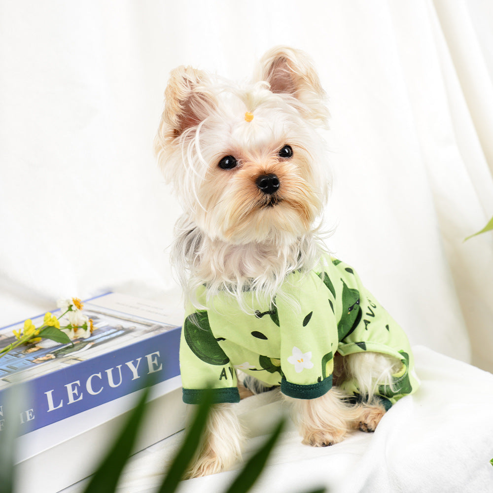 Four-Legged Dog Pajama Jumpsuit – All-Season Cotton Pet Clothing (Grass Green)