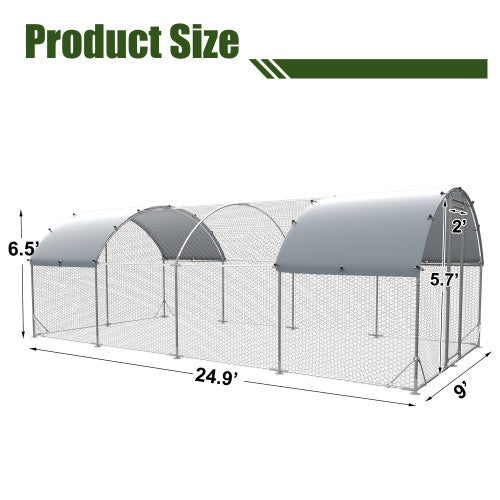 Large Metal Chicken Coop with UV-Proof Roof & Reinforced Steel Frame