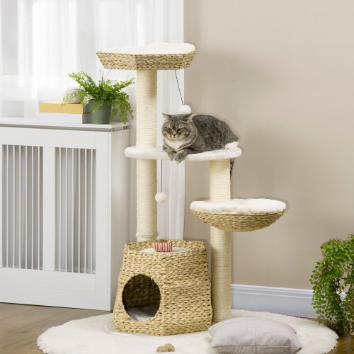 PawHut 47" Cat Tree – Multi-Level Cat Tower with Condo, Bed & Scratching Posts