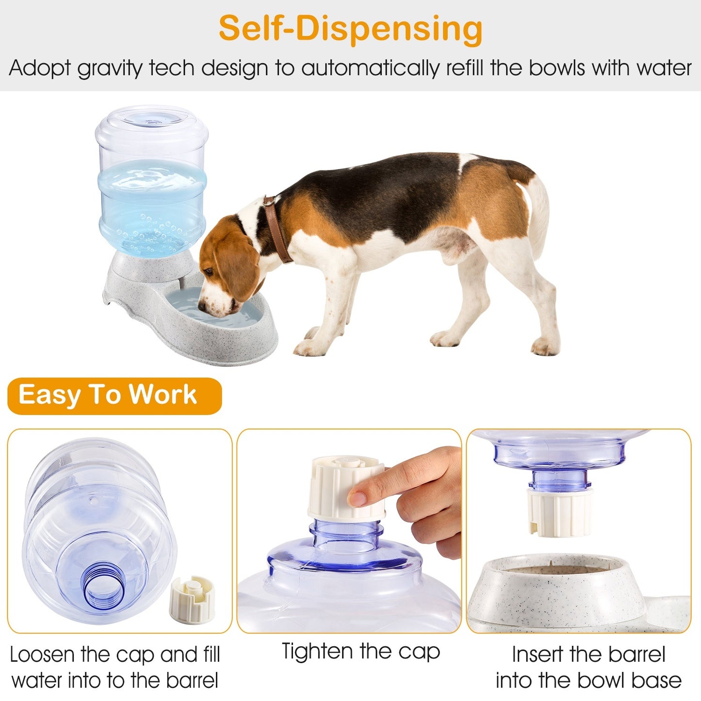 3.5L / 1 Gallon Pet Water Dispenser – Automatic Self-Dispensing Gravity Water Feeder for Cats and Dogs