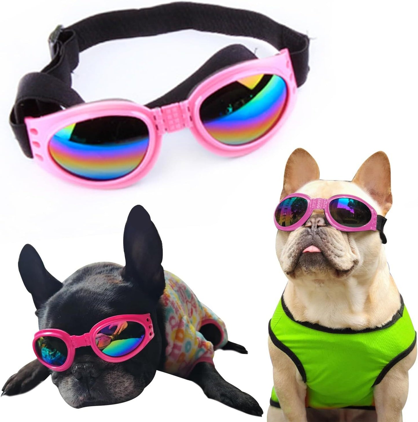 FieryFur Pet Sunglasses – Pink Windproof UV Protection Goggles for Small & Medium Dogs and Cats