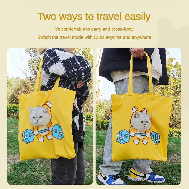 Pet Canvas Shoulder Bag – Cute Animal-Shaped Cat & Dog Carrier Tote