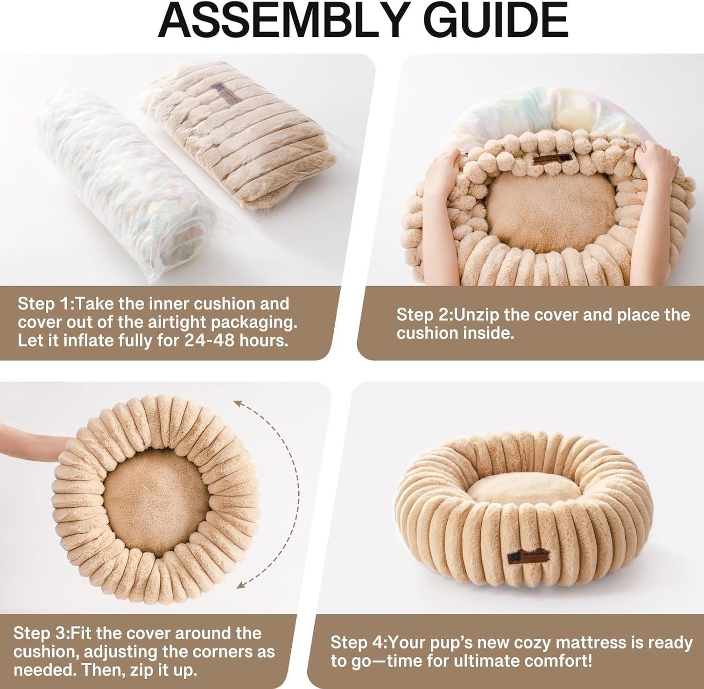 MEWOOFUN Calming Donut Dog Bed – Medium, Washable & Non-Slip